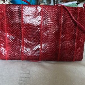 1970s vintage Clemente red snake skin bag